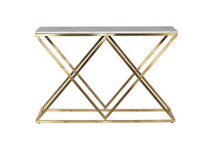 47ED-CST026GOLD Консоль белый иск.мрамор/мат.золото 120*40*78см