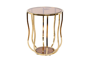 13RXET4036-GOLD Стол журнальный стекло коричн./золото d50*60см купить по цене 38&nbsp;600  руб.